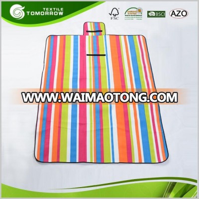 Factory directly oem portable waterproof stripes printed picnic rug 150 x 180